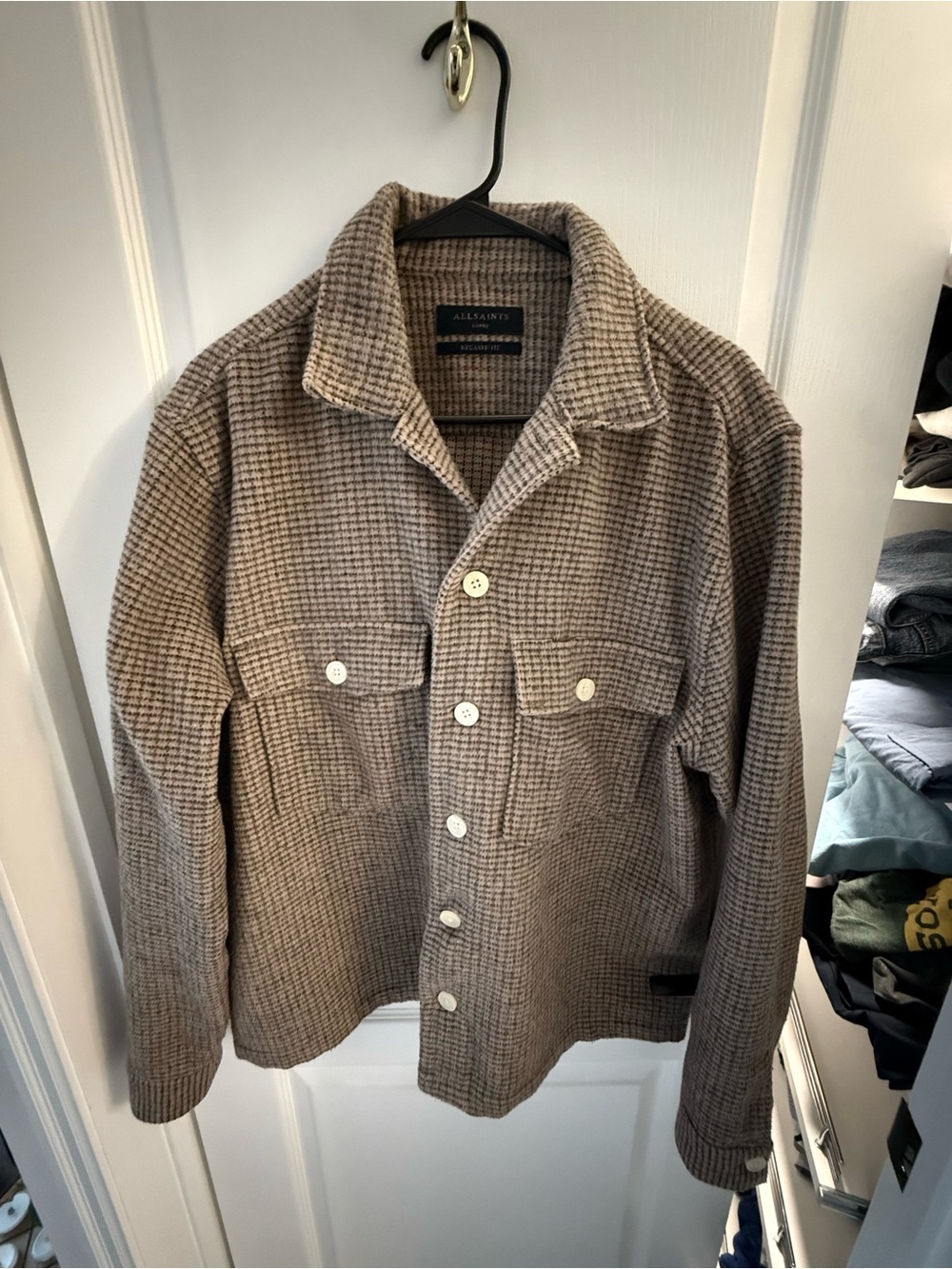 All Saints Men's Brown Check Shirt Jacket